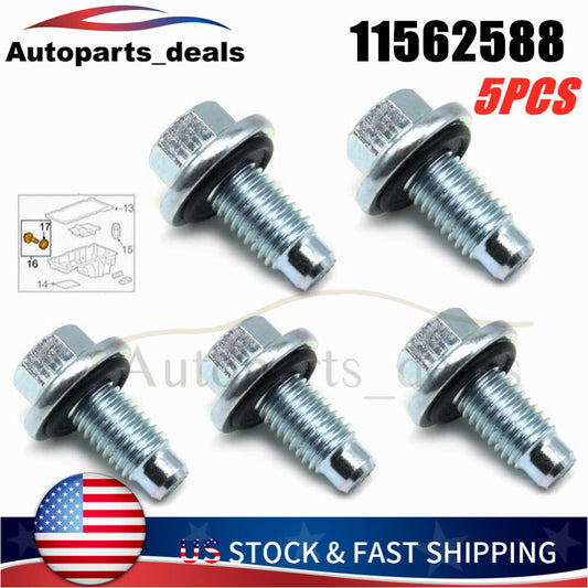5PCS Oil Pan Drain Plug Bolt W/O-Ring For GM for Buick for Cadillac Engine M12x1.75 US Q