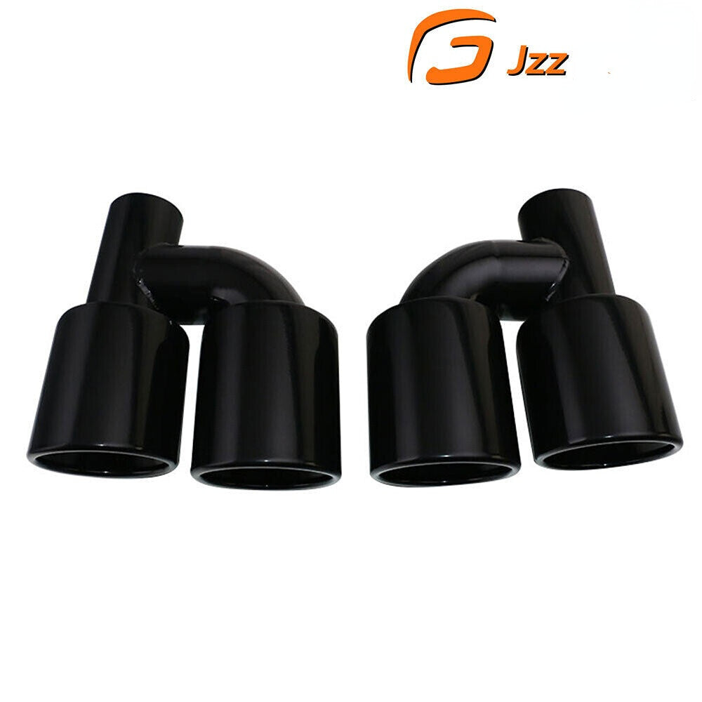 2pcs 2.5 ID 4 OD Black Exhaust Pipe Tips Universal Fit Dual Tip H-type Tip