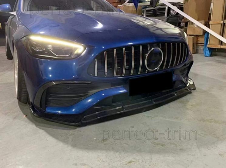 Carbon fiber style front bumper lip for 2022-2023 for Benz W206 C-Class
