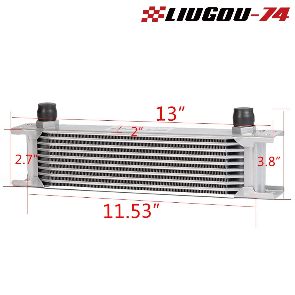 10-line AN-10AN suitable for universal engine aluminum transmission oil cooler, silver Q