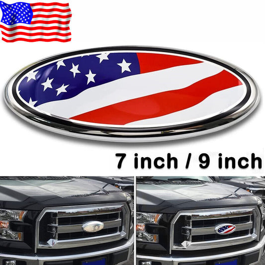 7 / 9 inches  for ford  F150 F250 Front Grille Tailgate Emblem US Flag Oval Badge Q