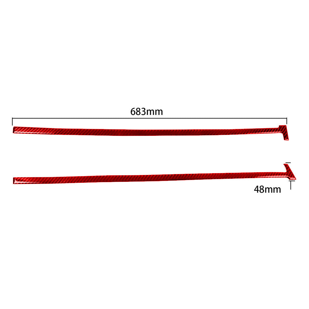 2X Red Carbon Fiber Rear Center Cupholder Strip Trim for Hyundai Azera 2006-2011 v