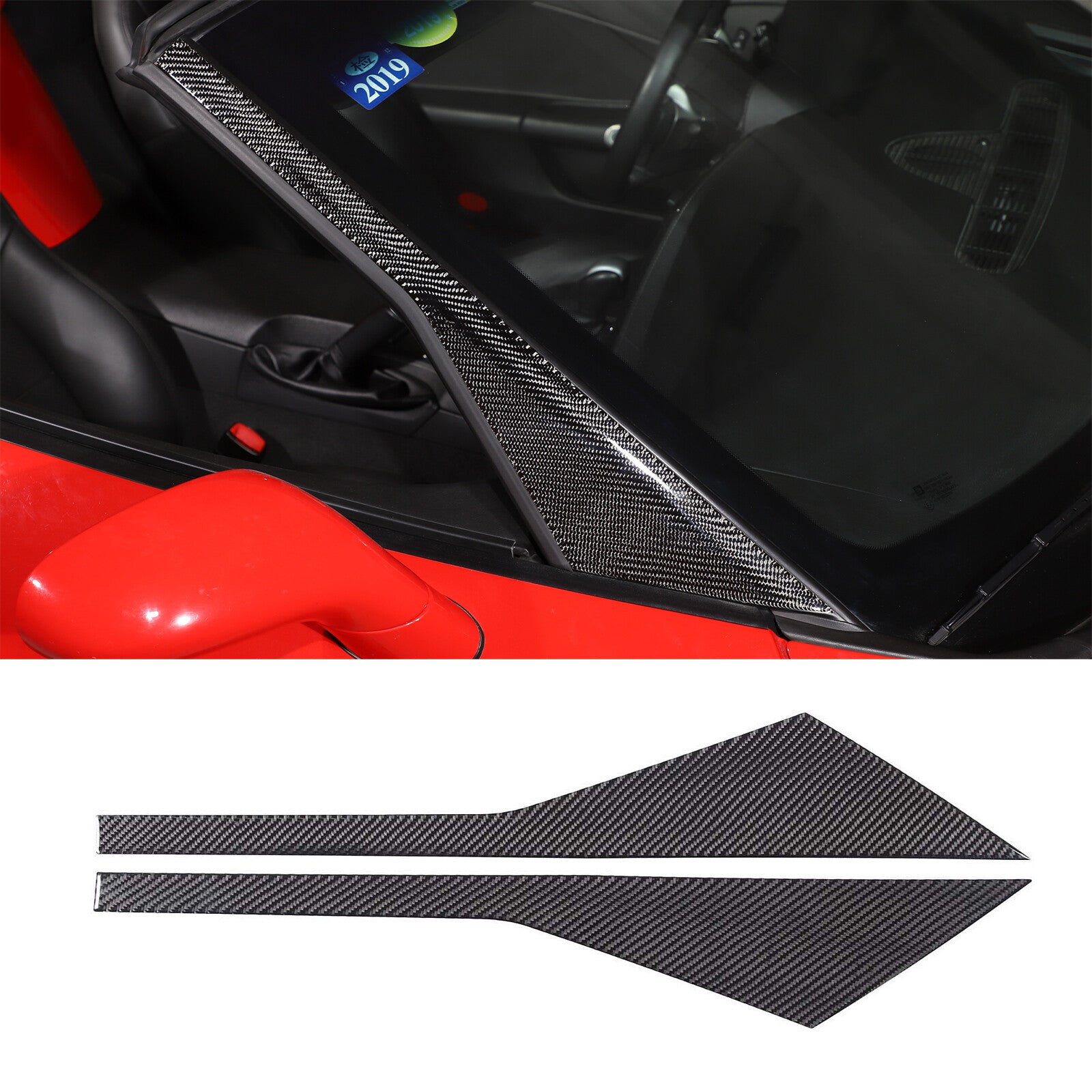 ABS Bright Red Steering Wheel Decor Frame Trim for Camry 2018-2023- v