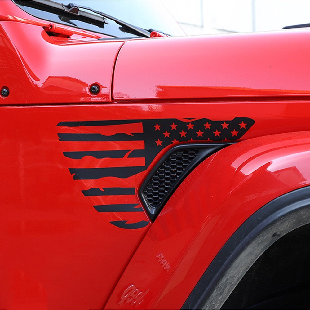 Leaf Fender Cover Sticker for Jeep for Wrangler JL 2018-2023 US Flag PVC