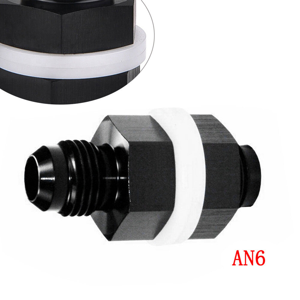 6 AN AN6 Flare Fuel Cell Bulkhead Fitting With Washer Black Q