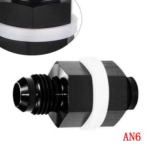 6 AN AN6 Flare Fuel Cell Bulkhead Fitting With Washer Black Q