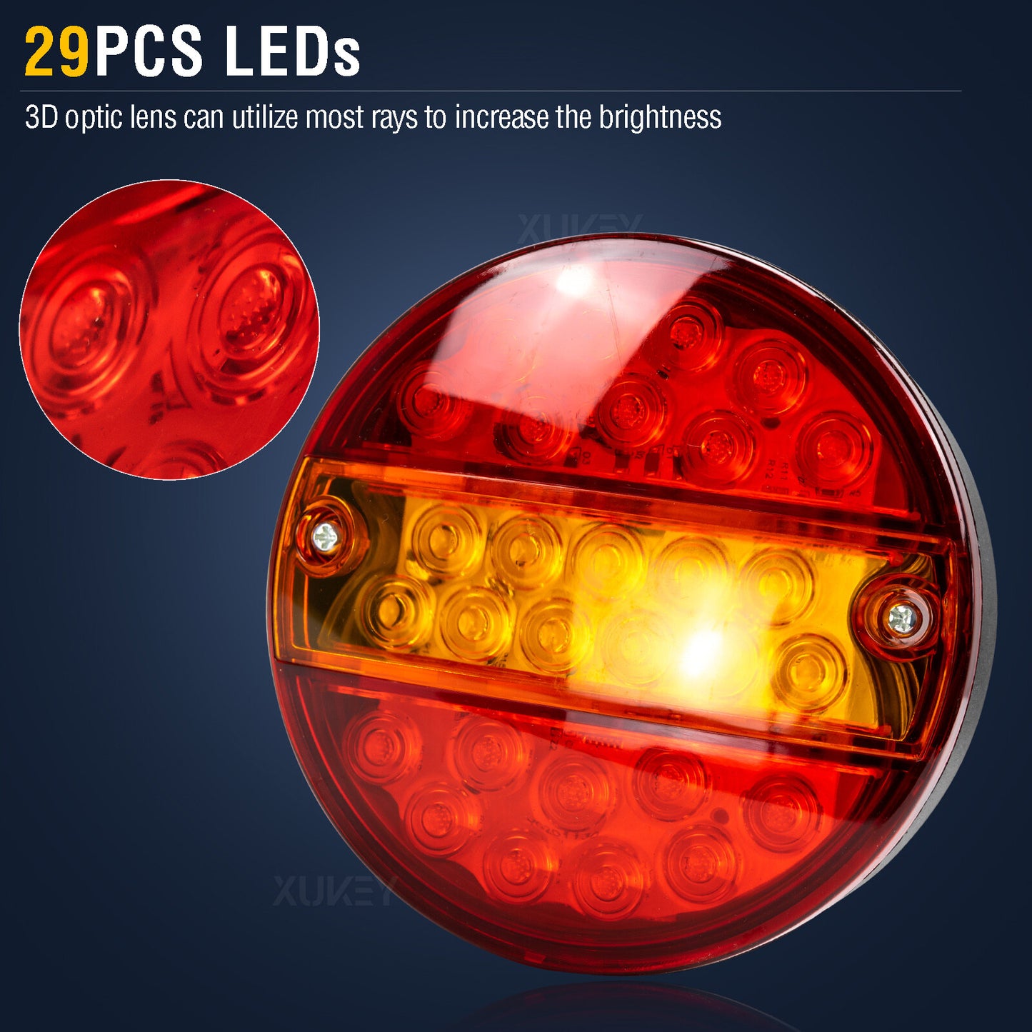 LED Trailer Rear Light Round Tail Lamp Stop Turn Light Lorry Caravan Van Tractor