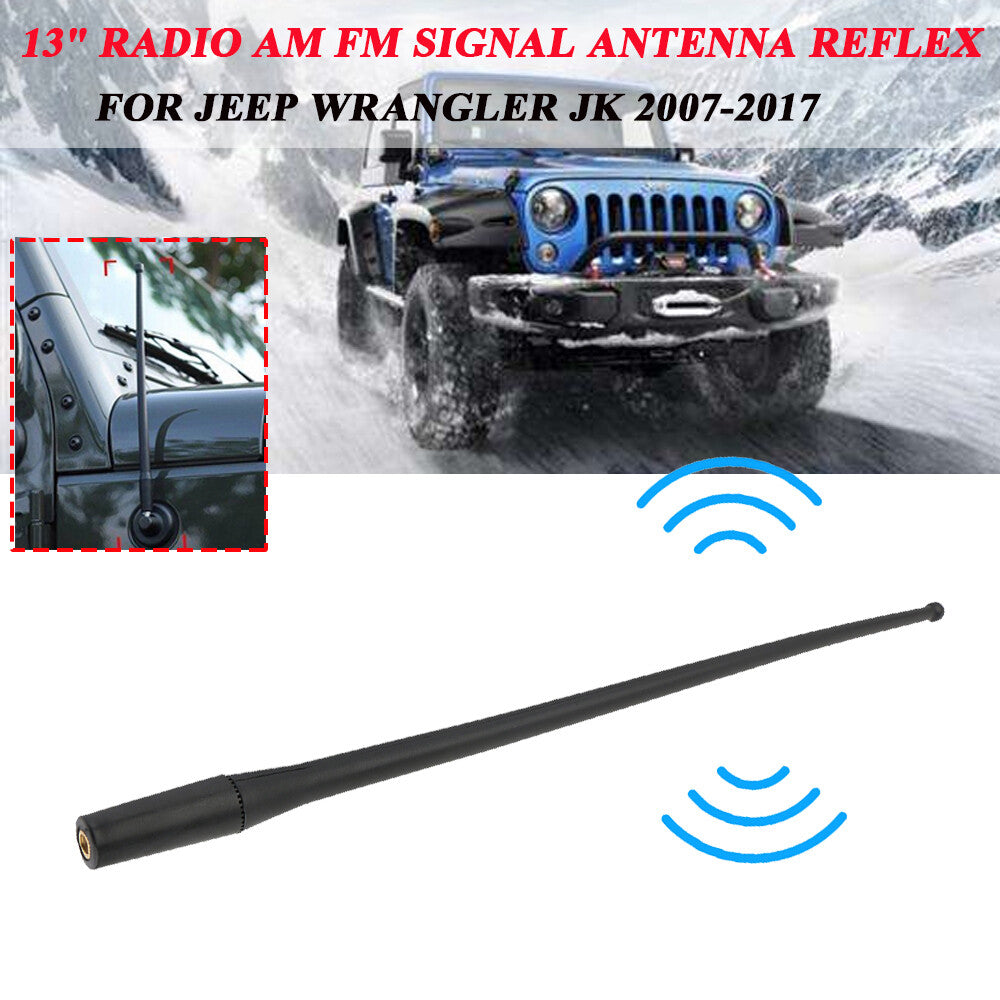 13-inch car radio antenna AM/FM sign reflector 8mm bolt for Jeep for Wrangler JK 2007-17