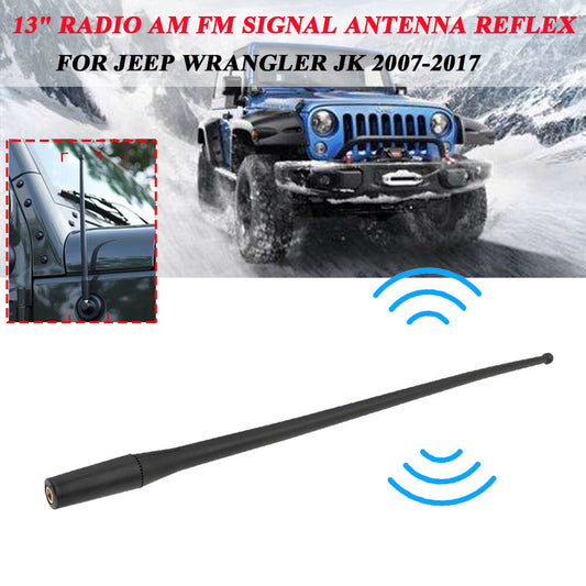 13-inch car radio antenna AM/FM sign reflector 8mm bolt for Jeep for Wrangler JK 2007-17