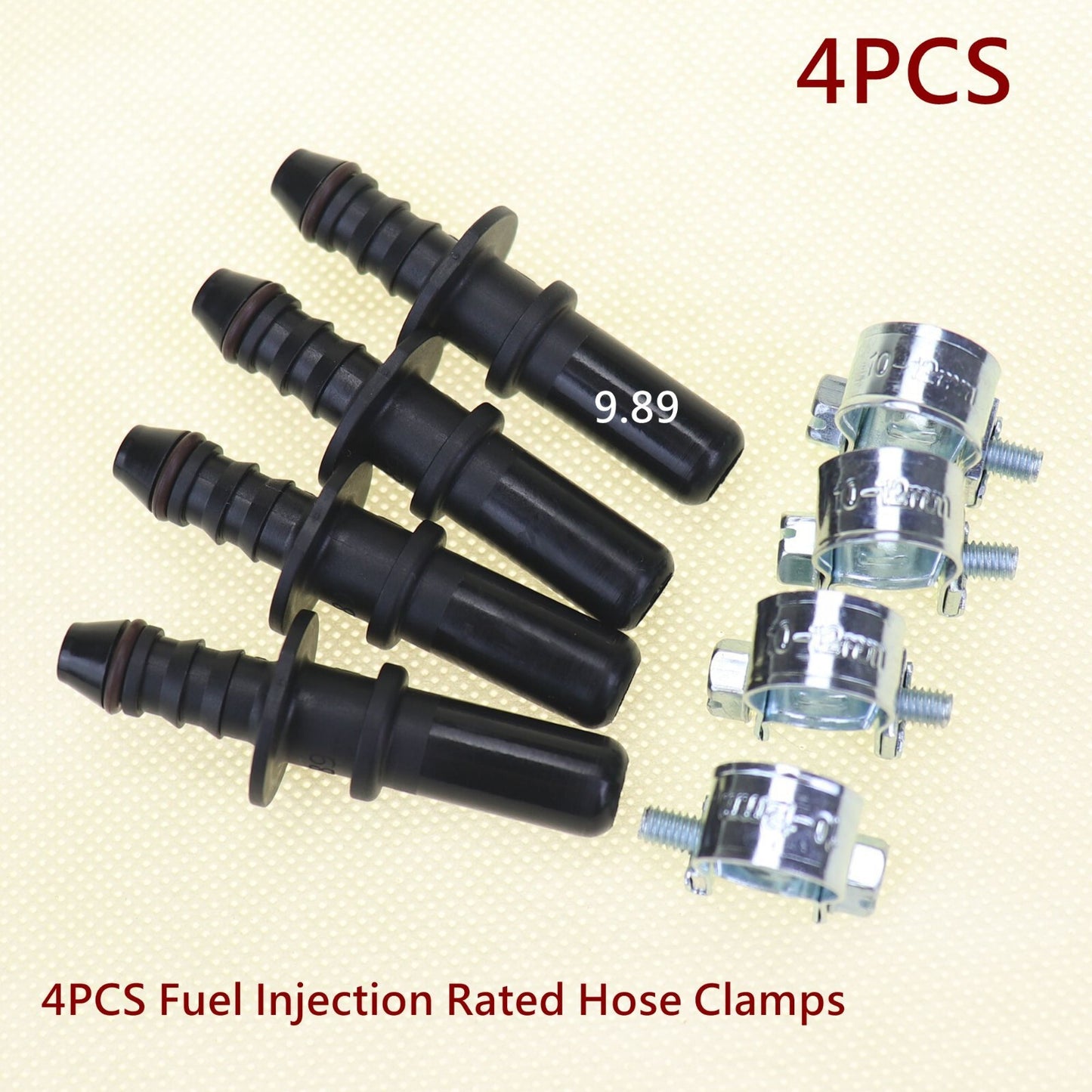 4-pack 9.89mm ID6 Automotive Fuel Line Hose Quick Release Male Connector