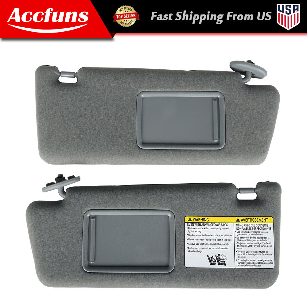 Suitable for 2005-2015 Tacoma 2X sun visors, grey, driver and passenger sides. n
