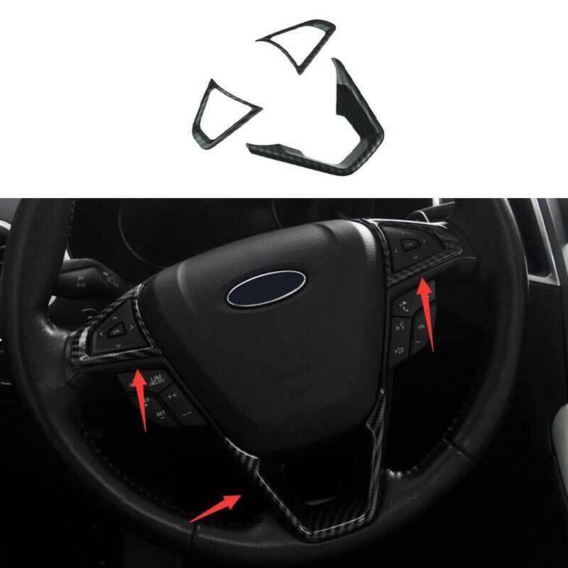 Carbon Fiber Steering Wheel U Type Cover Trim 3PCS Fit for Ford Edge 2015-2022