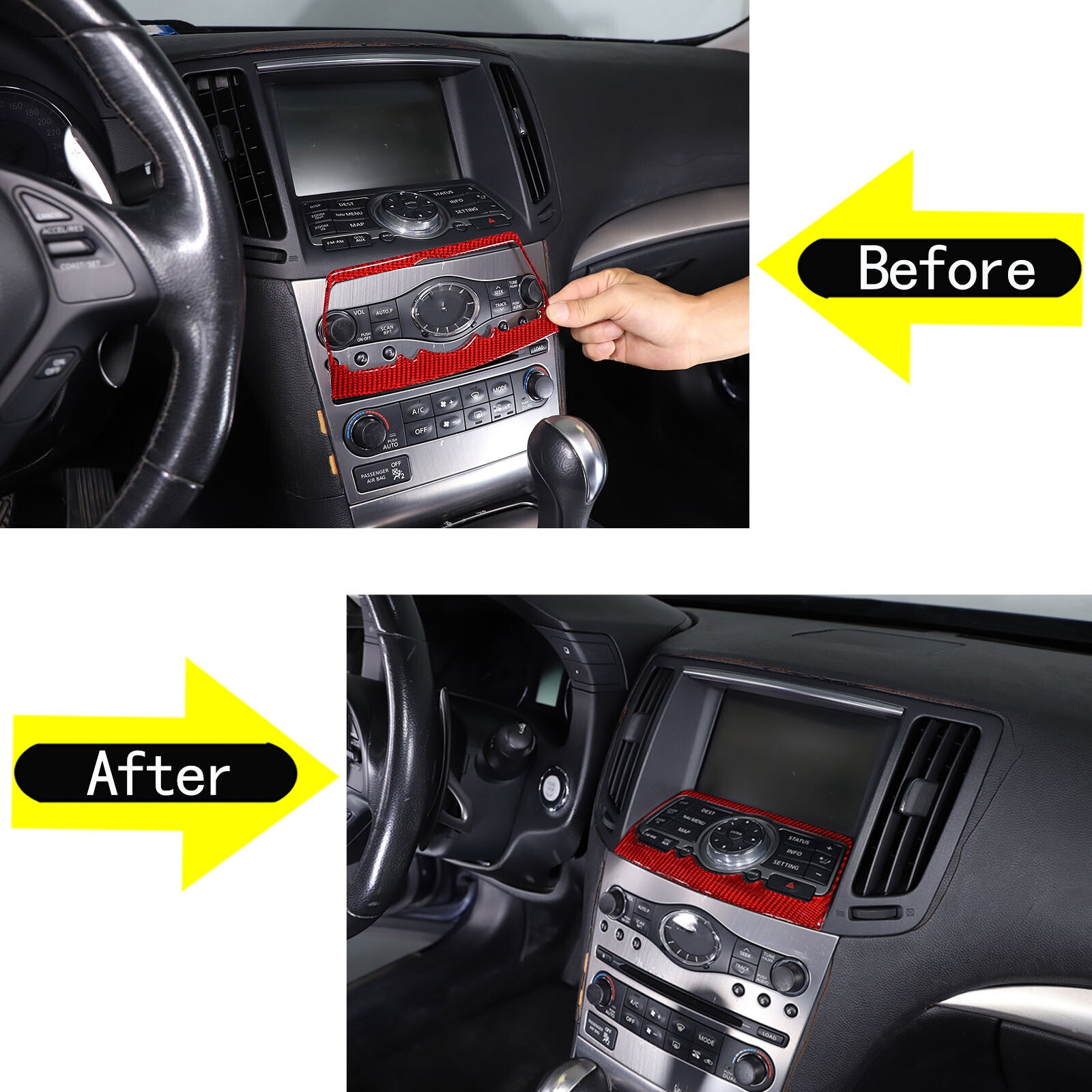 Red Gear Shift Knob Header Rear Cover Trim for Pathfinder 2013 - 2018 Kits- v