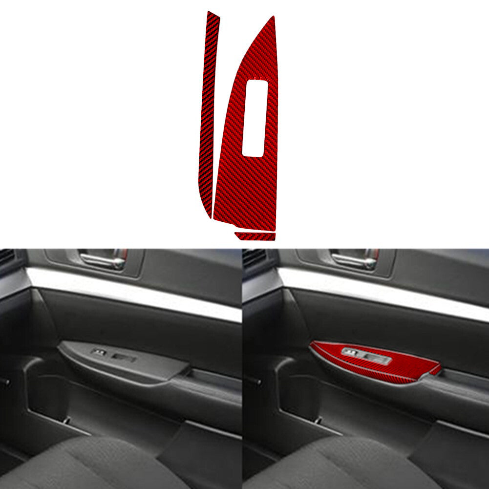 2Pcs Carbon Fiber Interior Side Window Trim Cover For Explorer 2011-14 Red v