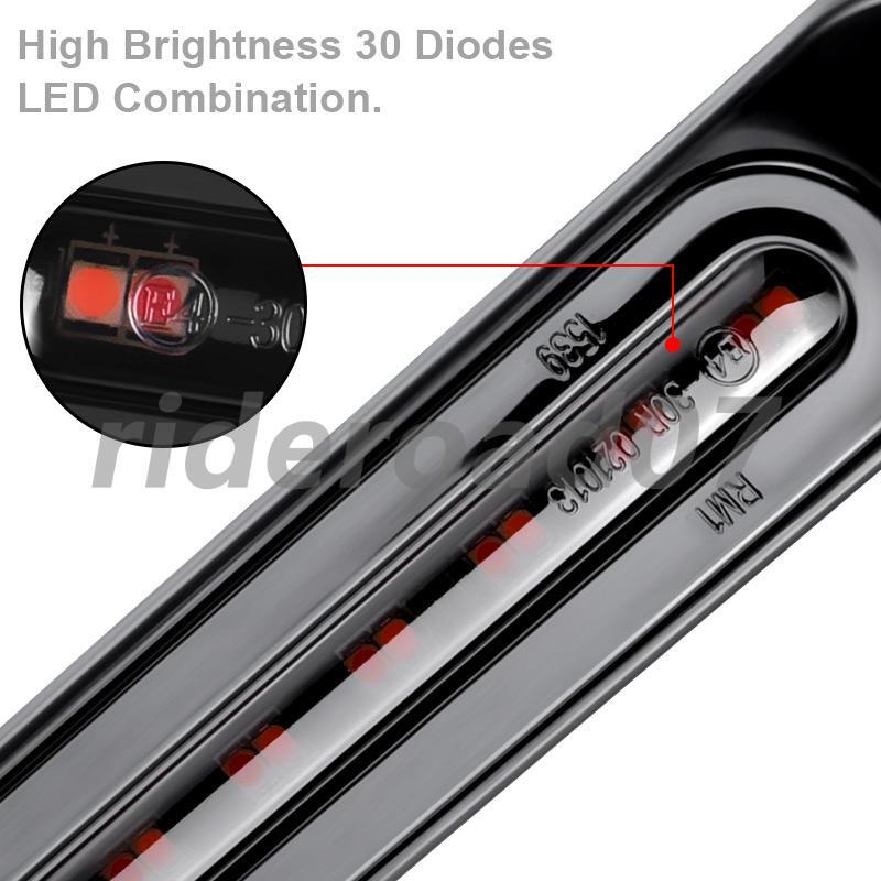 2X 10 LED Tail Stop Brake Flowing Turn Signal Light Bar DRL Strip Truck Trailer