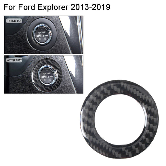 Carbon Fiber Interior Car Key Hole Cover Ring Trim Black for Ford Explorer 2013+