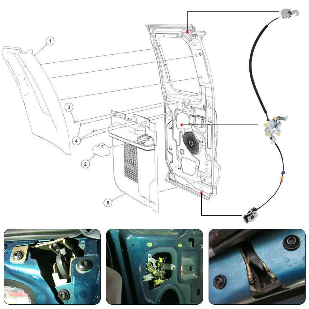 Left Rear Door Latch Lock Cable Extended Cab For 99-07 for Ford F250 F350 Super Duty