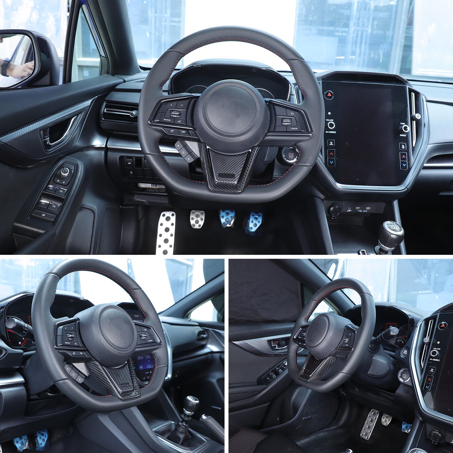 Carbon Fiber ABS Window Lift Trim Switch Button Panel Cover for Corvette C7 2014-2019- v