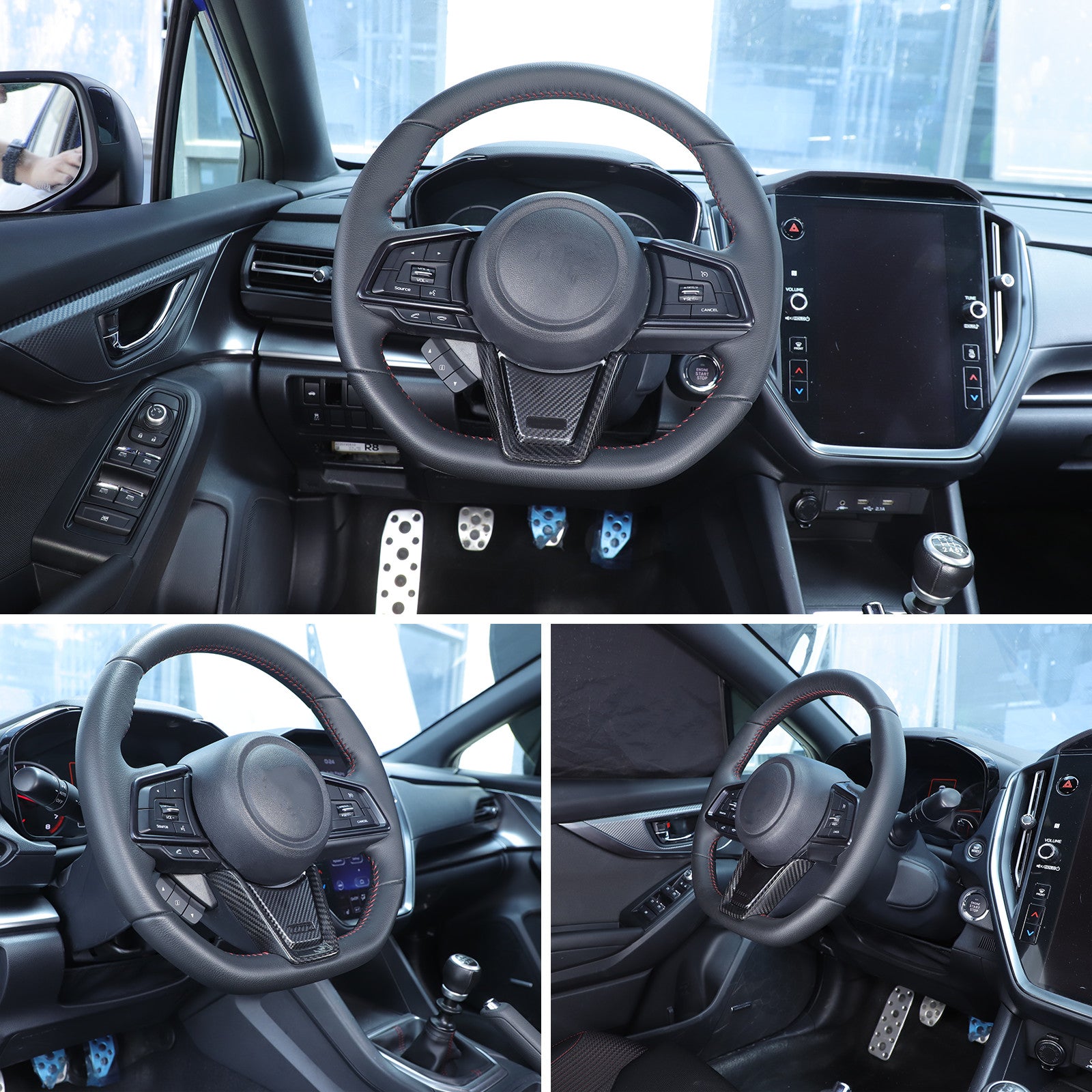 Carbon Fiber ABS Window Lift Trim Switch Button Panel Cover for Corvette C7 2014-2019- v