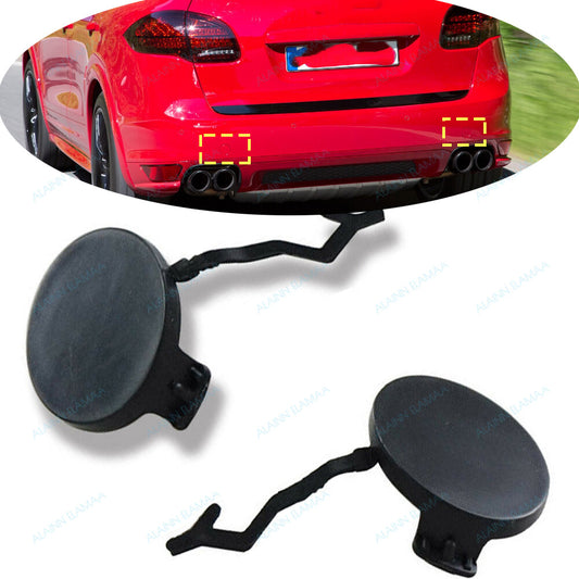 Pair Rear Bumper Tow Hook Eye Cap Cover Primed Fit for Porsche for Cayenne 2011-2014 Q