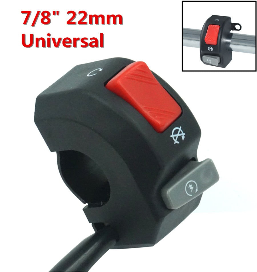 12V Motorcycle ON OFF Start Kill Switch 7/8 Handlebar Headlight Fog Light Horn Q