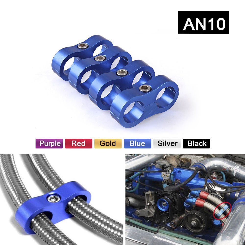4Pcs AN10 20mm Braided Hose Separator Clamp Fitting Bracket Oil Line Clip Car Q