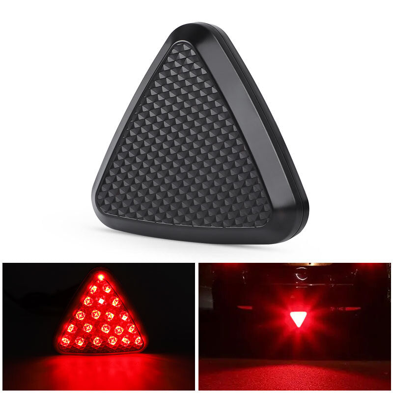 Car Triangle LED Stop Bumper Rear Tail 3rd Brake Light Safety Strobe Universal