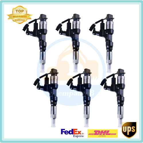 6Pcs Fuel Injectors 095000-6593 VH23670E0012 for Hino J08E Kobelco SK350-8 Part