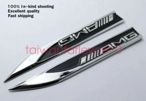 2-piece AMG for Mercedes badge side decals, fender wing, metal ABCES class CLA