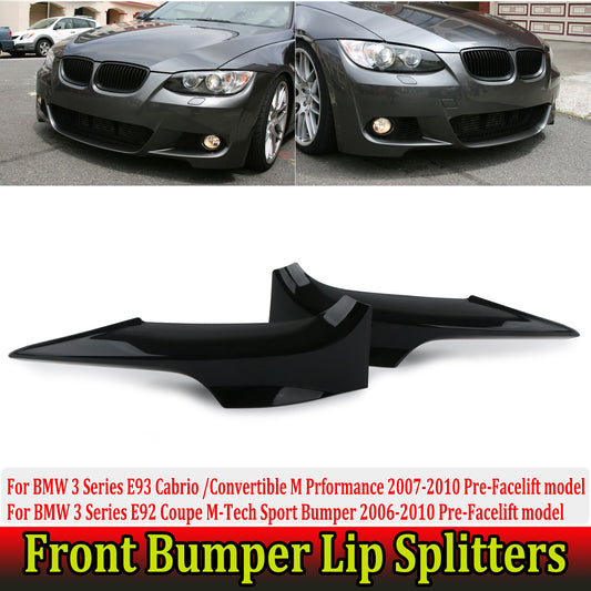 Glossy black front bumper splitter lip for BMW E92 E93 LCI M-Tech 2006-10