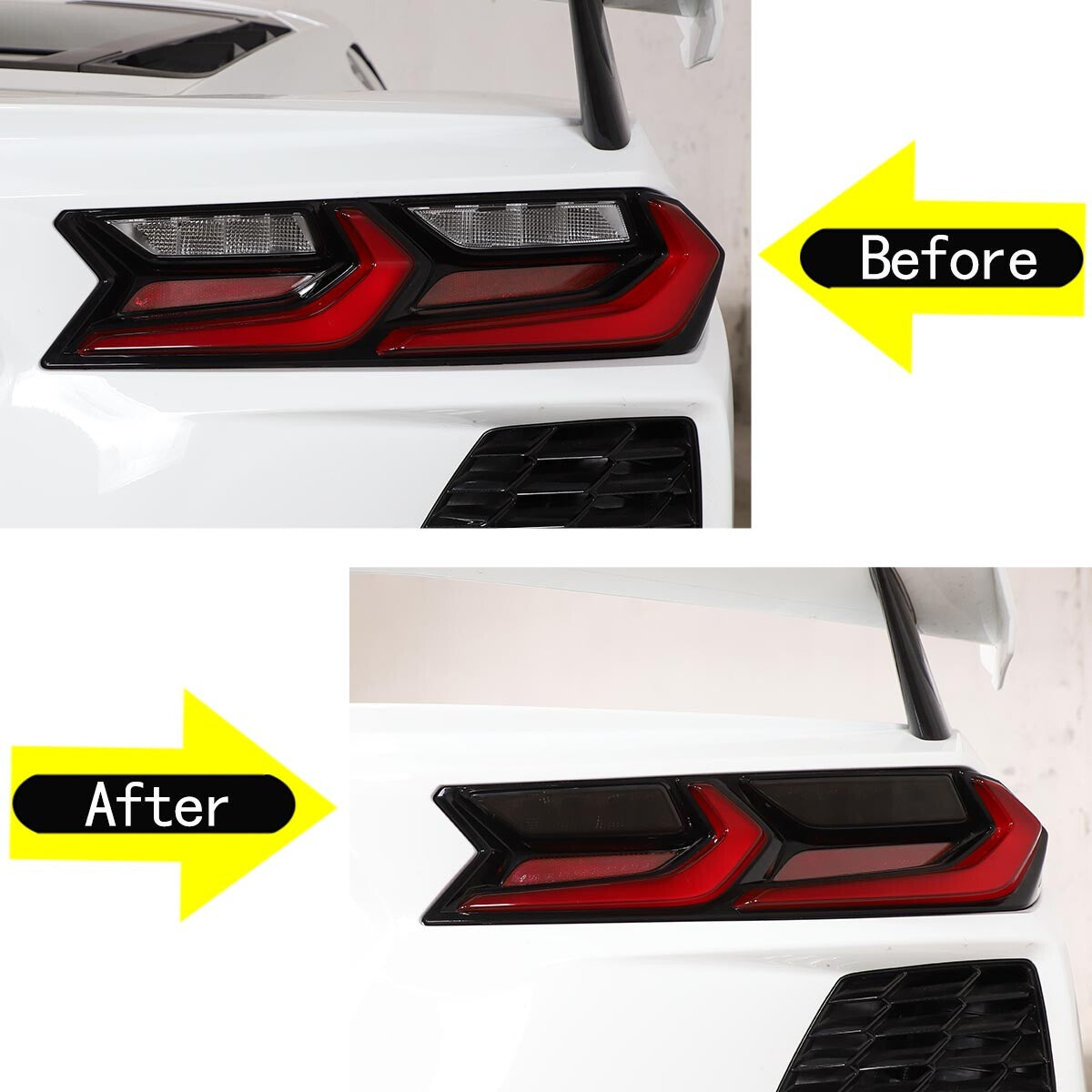Smoked Rear Taillight Shade Trim Kit (4 Pieces) for Corvette C8 (2020-23) n