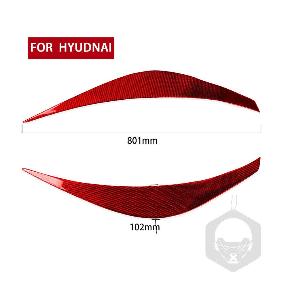 2¡ÁRed Carbon Fiber Headlight Eyelids Eyebrow Trim for Hyundai for Veloster 2011-2017