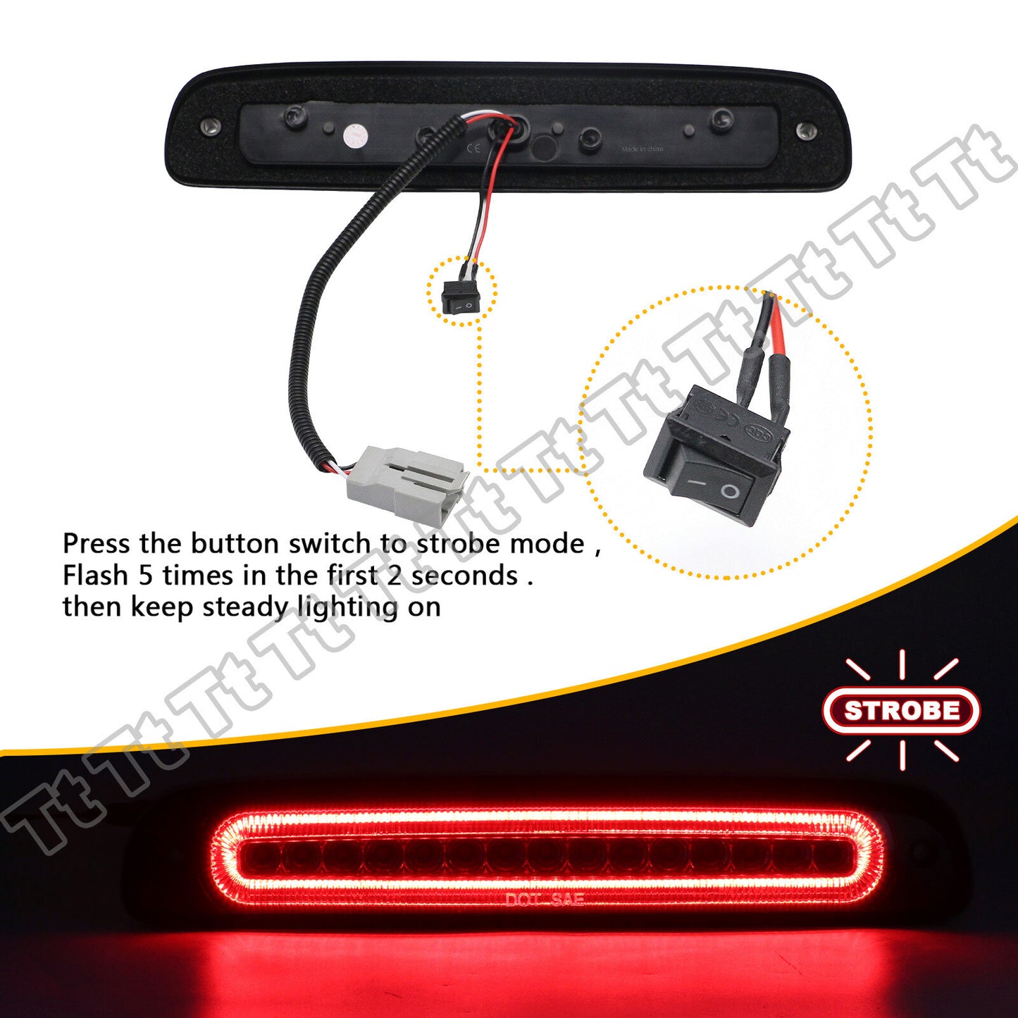 LED third brake light suitable for 99-16 F250 F350 F450 Super Duty 93-11 Ranger- v