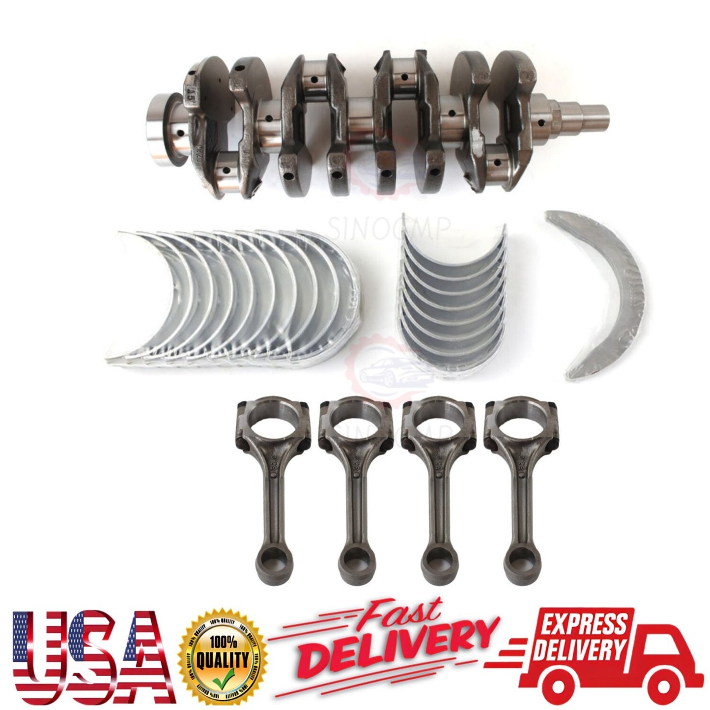 Crankshaft 23110-23710 + 4x Connecting Rods Bearing Set for Hyundai for Tucson US