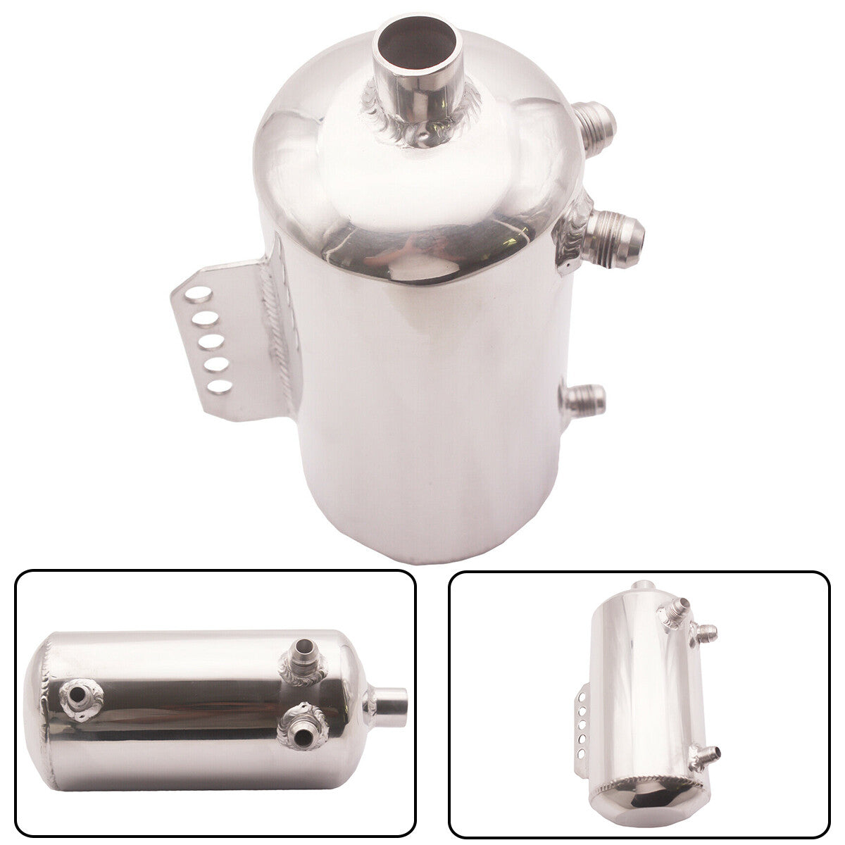 Universal Car Polished Billet Aluminum 1.5L Fuel Surge Tank Mirror Oil Catch Can n