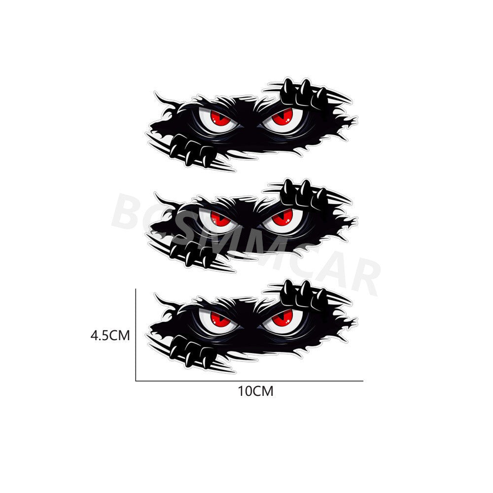 Red Evil Eye Monster Zombie Decal Sticker Each Eye Funny Car Decoration 3pcs