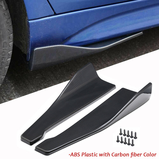 Rear bumper lip splitter, exterior side skirts, wing skirts, universal carbon fiber