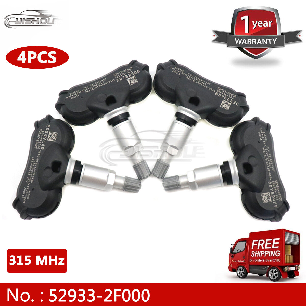 4-piece TPMS tire pressure sensor kit for Hyundai and for Kia 52933-2F000 315MHz