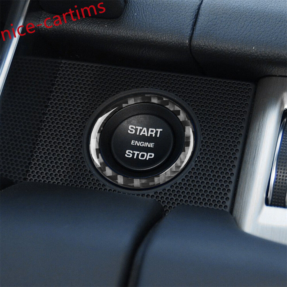 2¡ÁCarbon Fiber Engine Start Stop Ring Cover Fit For LR for Range Rover Sport 2014-17