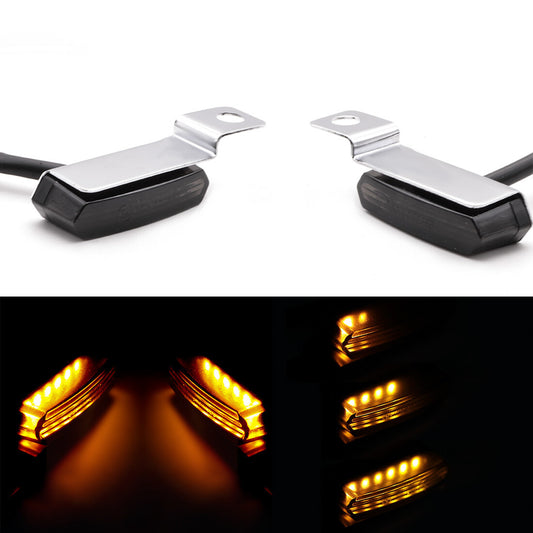 Chrome 12V for Mini LED Brake Clutch Lever Mount Flowing Water Turn Signal Lights Q