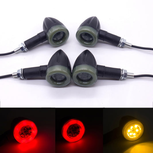 Black Motorcycle Plastic LED Amber Bullet Turn Signal Tail Brake Light for Honda Q