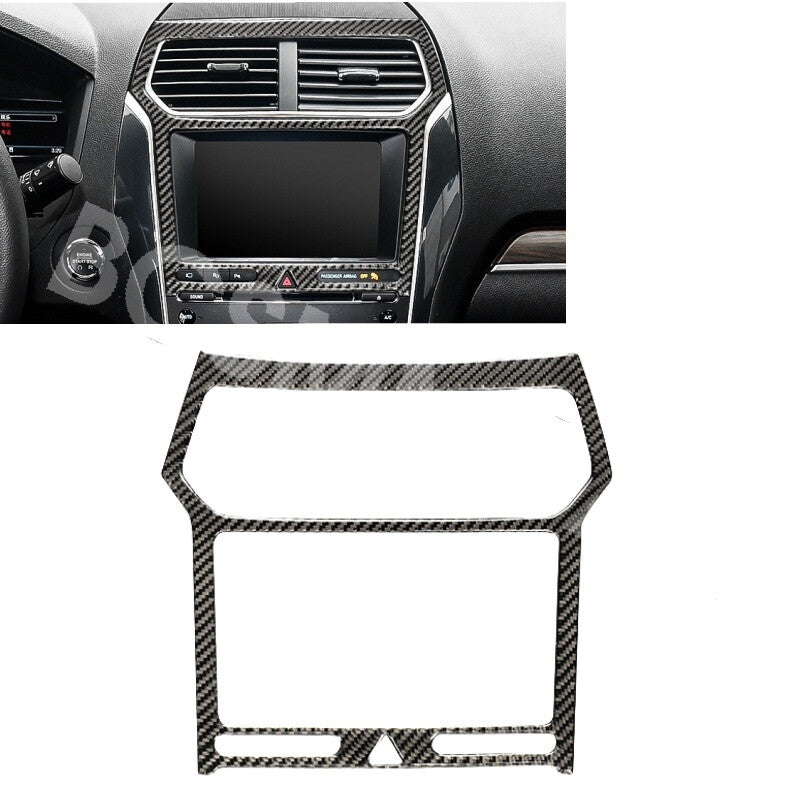 Car Radio Panel Frame Cover Carbon Fiber Look Fit for Ford Explorer 2013-2019 Q