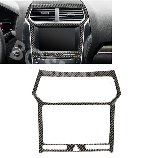 Car Radio Panel Frame Cover Carbon Fiber Look Fit for Ford Explorer 2013-2019 Q