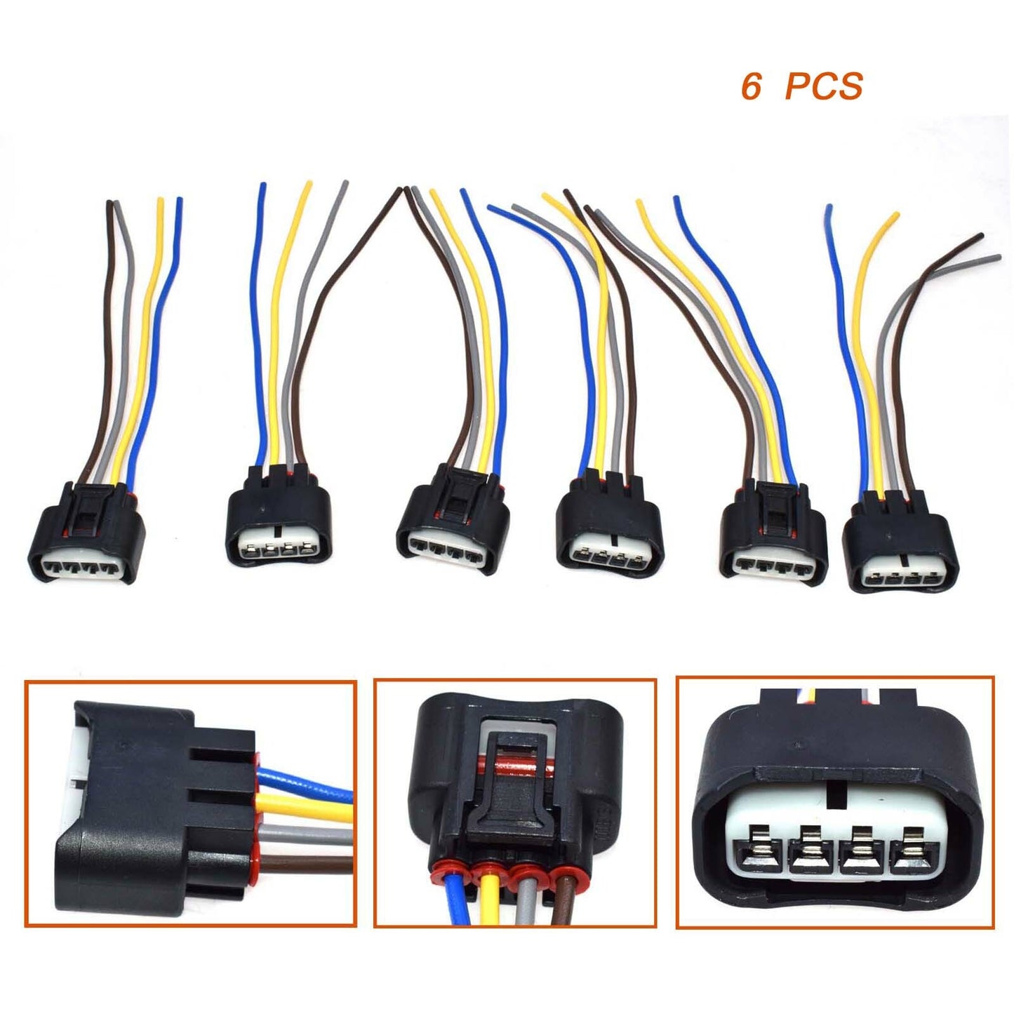 6-Piece Ignition Coil Female Connector Plug Harness for Lexus 2AZFE1ZFE - Brand New n