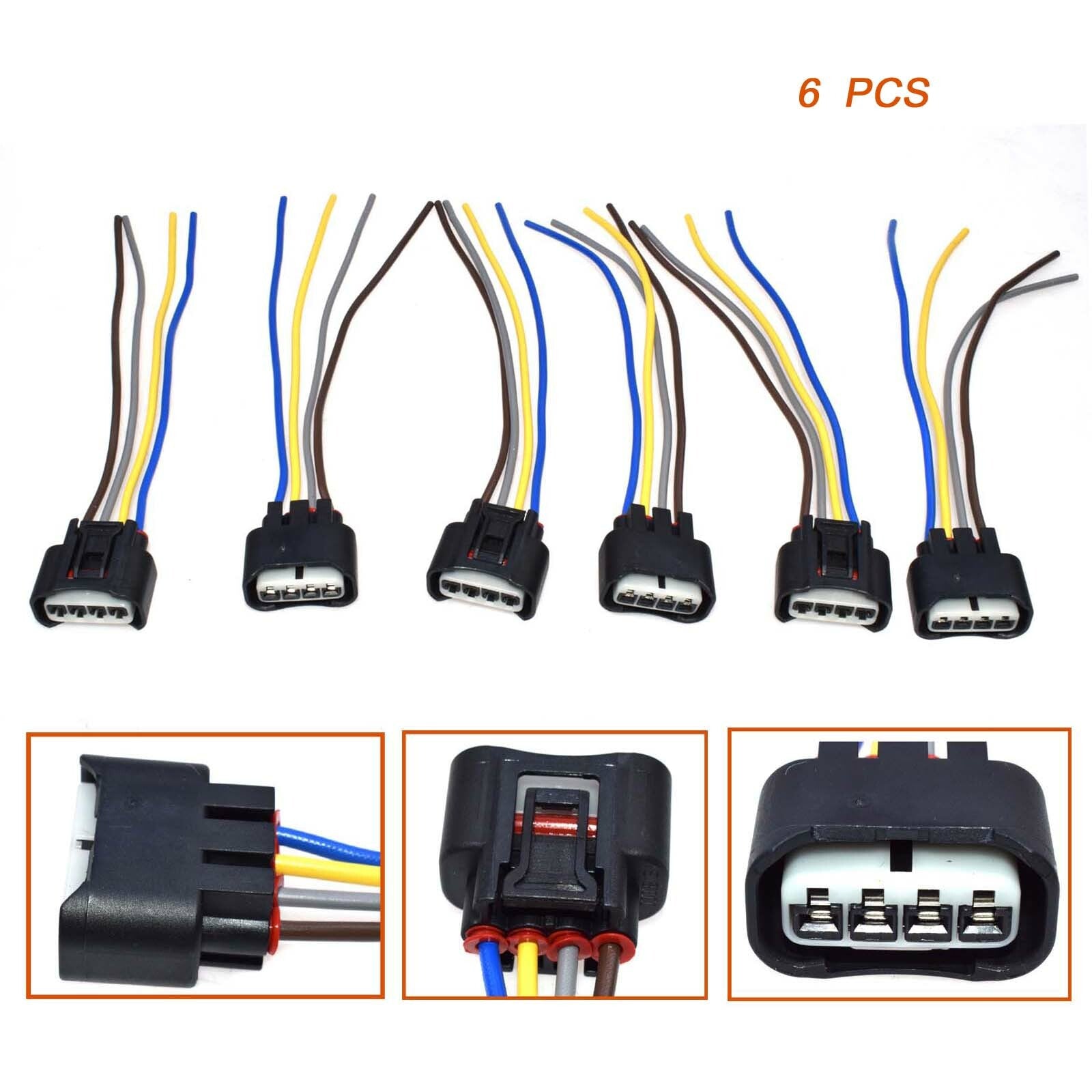 6-Piece Ignition Coil Female Connector Plug Harness for Lexus 2AZFE1ZFE - Brand New n
