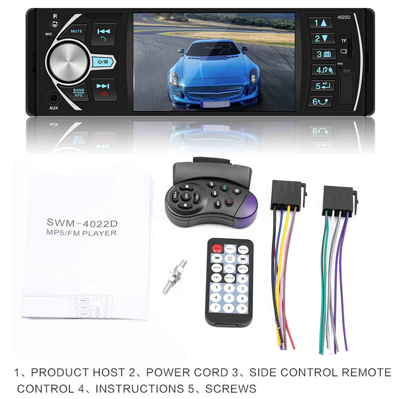 4.1-inch car stereo radio, MP5 player, single 1DIN FM AUX USB Bluetooth touchscreen n