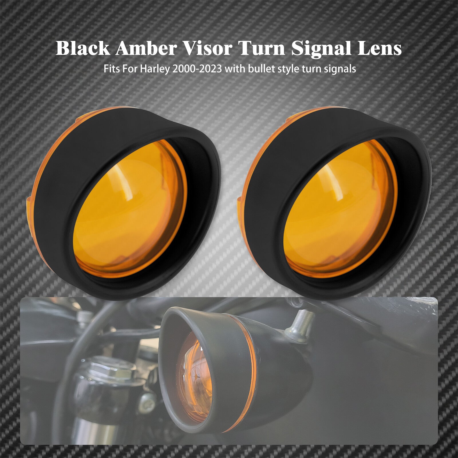 Visor Ring Turn Signal Amber Lens Cover Fit for Harley Dyna Softail Sportster XL Q