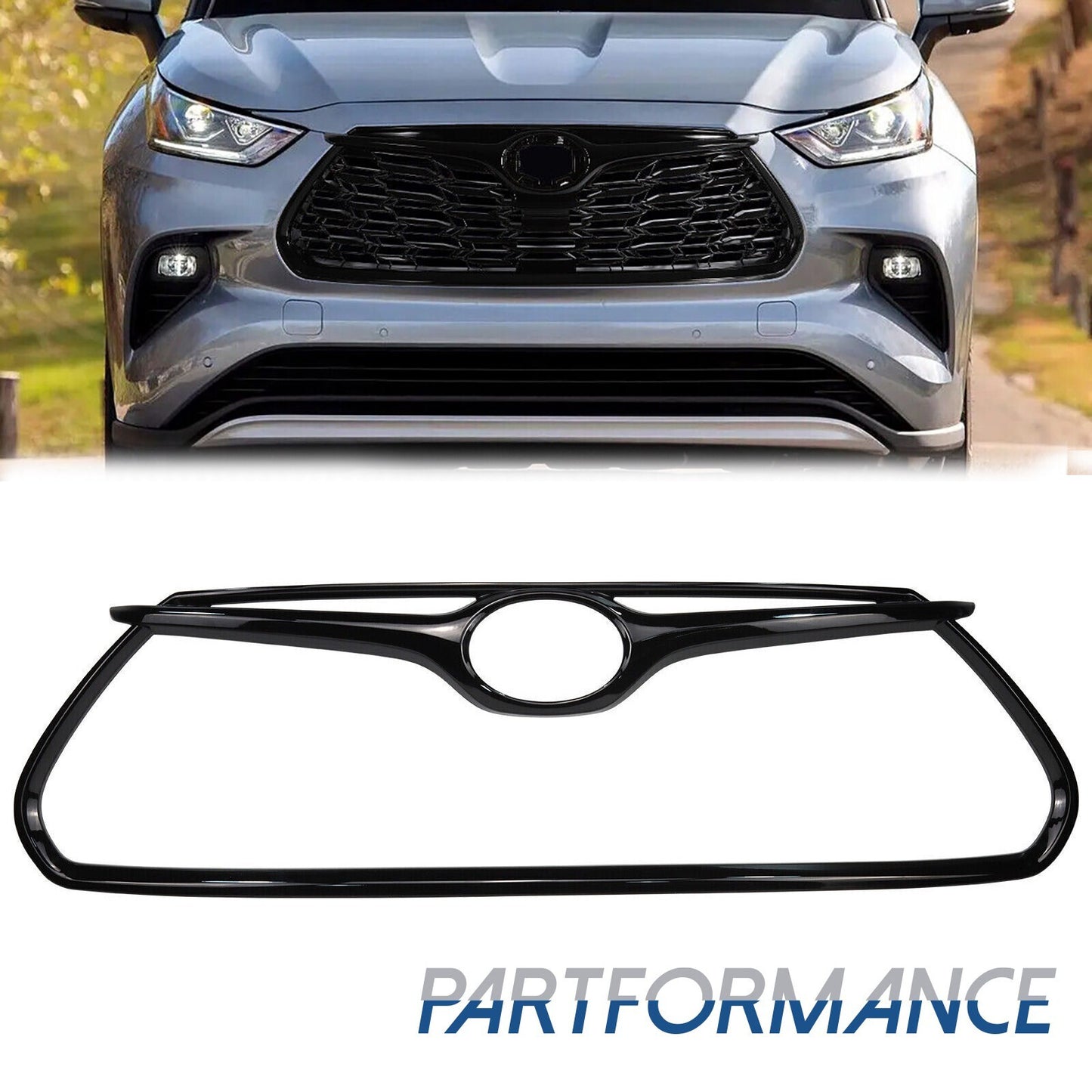 for Highlander 2020 2021 2022 2023 Frame Front Grille Decorative Cover Black - v