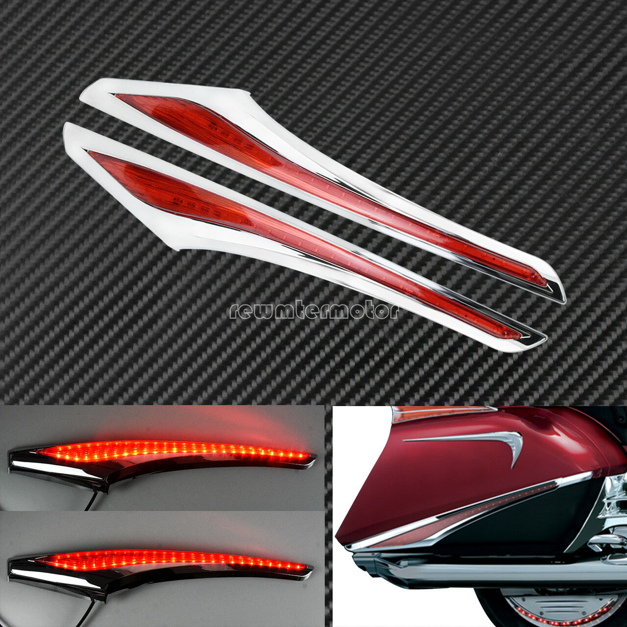 Chrome Saddlebag Accent Swoop LED Light Fit For Goldwing GL1800 Audio 2012-2015