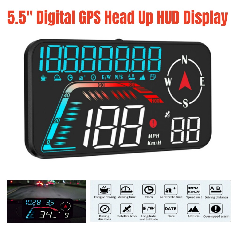 5.5-inch Car Digital GPS Head-Up Display (HUD) Speedometer Overspeed Alarm Accessories n